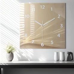 Wallfluent Horloge murale 60x60 cm Avec chiffres Aiguilles blanches Lumière abstraite 1 pcs* Horloge
