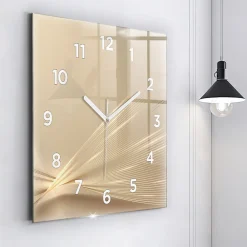 Wallfluent Horloge murale 60x60 cm Avec chiffres Aiguilles blanches Lumière abstraite 1 pcs* Horloge