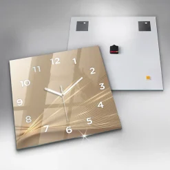 Wallfluent Horloge murale 60x60 cm Avec chiffres Aiguilles blanches Lumière abstraite 1 pcs* Horloge