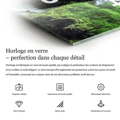 Wallfluent Horloge murale 60x60 cm Avec chiffres Aiguilles blanches Lumière abstraite 1 pcs* Horloge