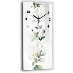 Wallfluent Horloge murale 30x60 cm Avec chiffres Aiguilles noires Abstraction feuillage 1 pcs* Horloge