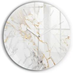 Wallfluent Horloge murale fi60 cm Aiguilles blanches Marbre décoratif 1 pcs* Horloge