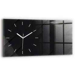 Wallfluent Horloge murale 60x30 cm Aiguilles blanches Motif mur sombre 1 pcs* Horloge