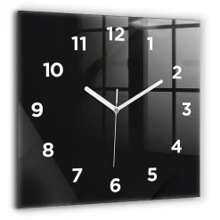Wallfluent Horloge murale 60x60 cm Avec chiffres Aiguilles blanches Motif mur sombre 1 pcs* Horloge