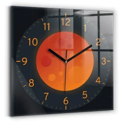 Clearance Wallfluent Horloge murale 30x30 cm Aiguilles noires Lune pleine 1 pcs