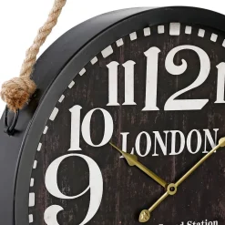 Outlet Atmosphera Créateur D'Intérieur Horloge noire à suspendre - métal D52 cm - Atmosphera