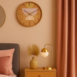 Hot Ornami Horloge ronde métal doré motifs arches 40cm