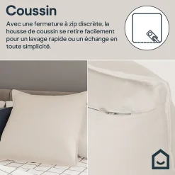 GoodHome Housse de coussin 100% coton Hiva beige l.45 x H.45cm* Housse De Coussin|Housse De Coussin