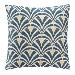 Atmosphera Créateur D'Intérieur Housse de coussin - coton et chenille -motifs brodés - bleu - 40x40 cm - Atmosphera* Housse De Coussin|Housse De Coussin