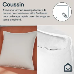 GoodHome Housse de coussin 100% coton blanc l.45 x H.45 cm Hiva* Housse De Coussin|Housse De Coussin