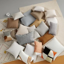 GoodHome Housse de coussin 100% coton blanc l.45 x H.45 cm Hiva* Housse De Coussin|Housse De Coussin