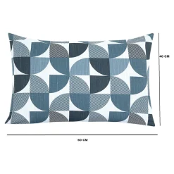 Clearance GoodHome Housse de coussin 100% coton Peca imprimé géométrique bleu marine l.60 x H.40cm