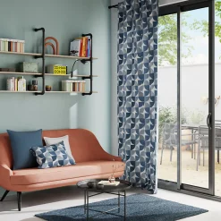 Clearance GoodHome Housse de coussin 100% coton Peca imprimé géométrique bleu marine l.60 x H.40cm