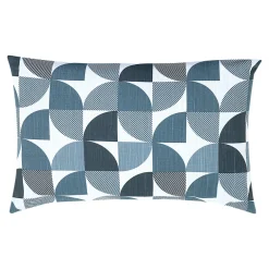 Clearance GoodHome Housse de coussin 100% coton Peca imprimé géométrique bleu marine l.60 x H.40cm