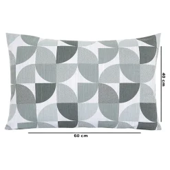 GoodHome Housse de coussin 100% coton Peca imprimé géométrique gris l.60 x H.40cm* Housse De Coussin|Housse De Coussin