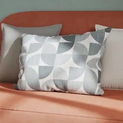 GoodHome Housse de coussin 100% coton Peca imprimé géométrique gris l.60 x H.40cm* Housse De Coussin|Housse De Coussin
