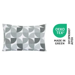 GoodHome Housse de coussin 100% coton Peca imprimé géométrique gris l.60 x H.40cm* Housse De Coussin|Housse De Coussin