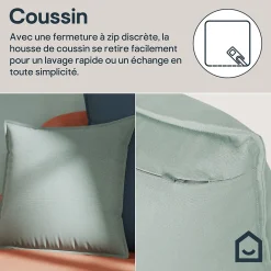 GoodHome Housse de coussin 100% coton vert celadon l.45 x H.45cm Hiva* Housse De Coussin|Housse De Coussin