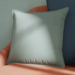 GoodHome Housse de coussin 100% coton vert celadon l.45 x H.45cm Hiva* Housse De Coussin|Housse De Coussin
