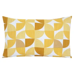 GoodHome Housse de coussin 100% coton Peca imprimé géométrique jaune l.60 x H.40cm* Housse De Coussin|Housse De Coussin