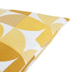 GoodHome Housse de coussin 100% coton Peca imprimé géométrique jaune l.60 x H.40cm* Housse De Coussin|Housse De Coussin