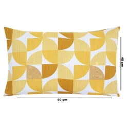 GoodHome Housse de coussin 100% coton Peca imprimé géométrique jaune l.60 x H.40cm* Housse De Coussin|Housse De Coussin