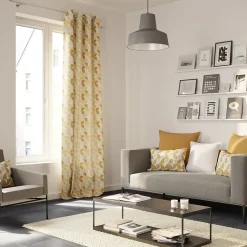 GoodHome Housse de coussin 100% coton Peca imprimé géométrique jaune l.60 x H.40cm* Housse De Coussin|Housse De Coussin
