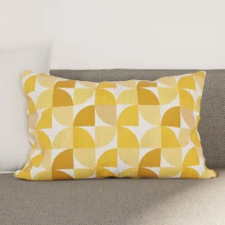 GoodHome Housse de coussin 100% coton Peca imprimé géométrique jaune l.60 x H.40cm* Housse De Coussin|Housse De Coussin