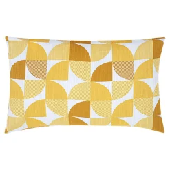 GoodHome Housse de coussin 100% coton Peca imprimé géométrique jaune l.60 x H.40cm* Housse De Coussin|Housse De Coussin