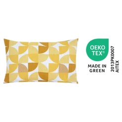 GoodHome Housse de coussin 100% coton Peca imprimé géométrique jaune l.60 x H.40cm* Housse De Coussin|Housse De Coussin