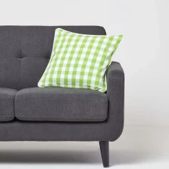 Outlet Homescapes Housse de coussin à grands carreaux vichy vert, 45 x 45 cm -