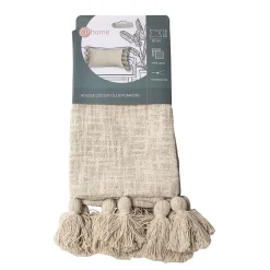Online Deko & Co Housse de coussin à pompons en coton beige L.50 x l.30cm