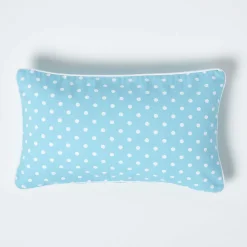 Homescapes Housse de coussin bleu à pois en coton, 30 x 50 cm -* Housse De Coussin|Housse De Coussin