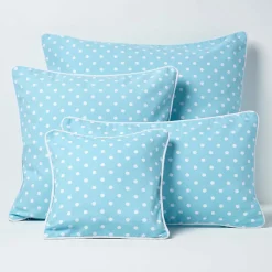 Homescapes Housse de coussin bleu à pois en coton, 30 x 50 cm -* Housse De Coussin|Housse De Coussin