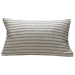 Discount Deko & Co Housse de coussin brodée blanc et gris L.50 x l.30cm