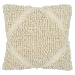GoodHome Housse de coussin coton tufté Bammy blanc cassé l.45 x H.45cm
