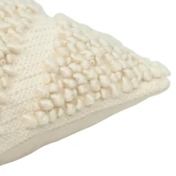 GoodHome Housse de coussin coton tufté Bammy blanc cassé l.45 x H.45cm