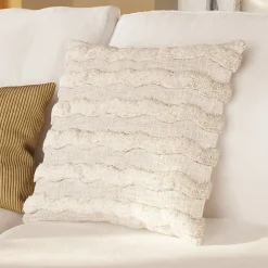 Clearance GoodHome Housse de coussin coton tufté Mulyo imprimé bohème blanc cassé l.45 x H.45cm