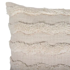 Clearance GoodHome Housse de coussin coton tufté Mulyo imprimé bohème blanc cassé l.45 x H.45cm