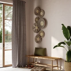 Clearance GoodHome Housse de coussin coton tufté Mulyo imprimé bohème blanc cassé l.45 x H.45cm