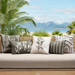 New Atmosphera Créateur D'Intérieur Housse de coussin d'extérieur Tileo 40x40cm motif feuille beige et vert - Atmosphera