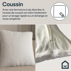 Discount GoodHome Housse de coussin effet fourrure Bolu blanc l.45 x H.45cm