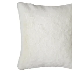 Discount GoodHome Housse de coussin effet fourrure Bolu blanc l.45 x H.45cm
