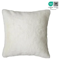 Discount GoodHome Housse de coussin effet fourrure Bolu blanc l.45 x H.45cm