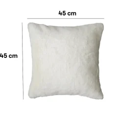Discount GoodHome Housse de coussin effet fourrure Bolu blanc l.45 x H.45cm