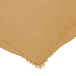 Clearance GoodHome Housse de coussin effet gaze de coton marron camel L.45 x l.45cm