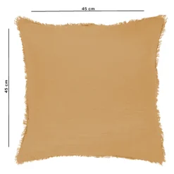 Clearance GoodHome Housse de coussin effet gaze de coton marron camel L.45 x l.45cm