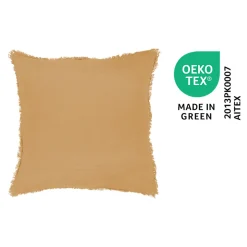 Clearance GoodHome Housse de coussin effet gaze de coton marron camel L.45 x l.45cm