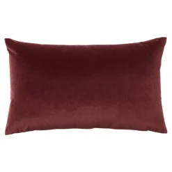 Discount GoodHome Housse de coussin effet velours Valgreta bordeaux l.50 x H.30cm