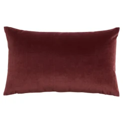 Discount GoodHome Housse de coussin effet velours Valgreta bordeaux l.50 x H.30cm